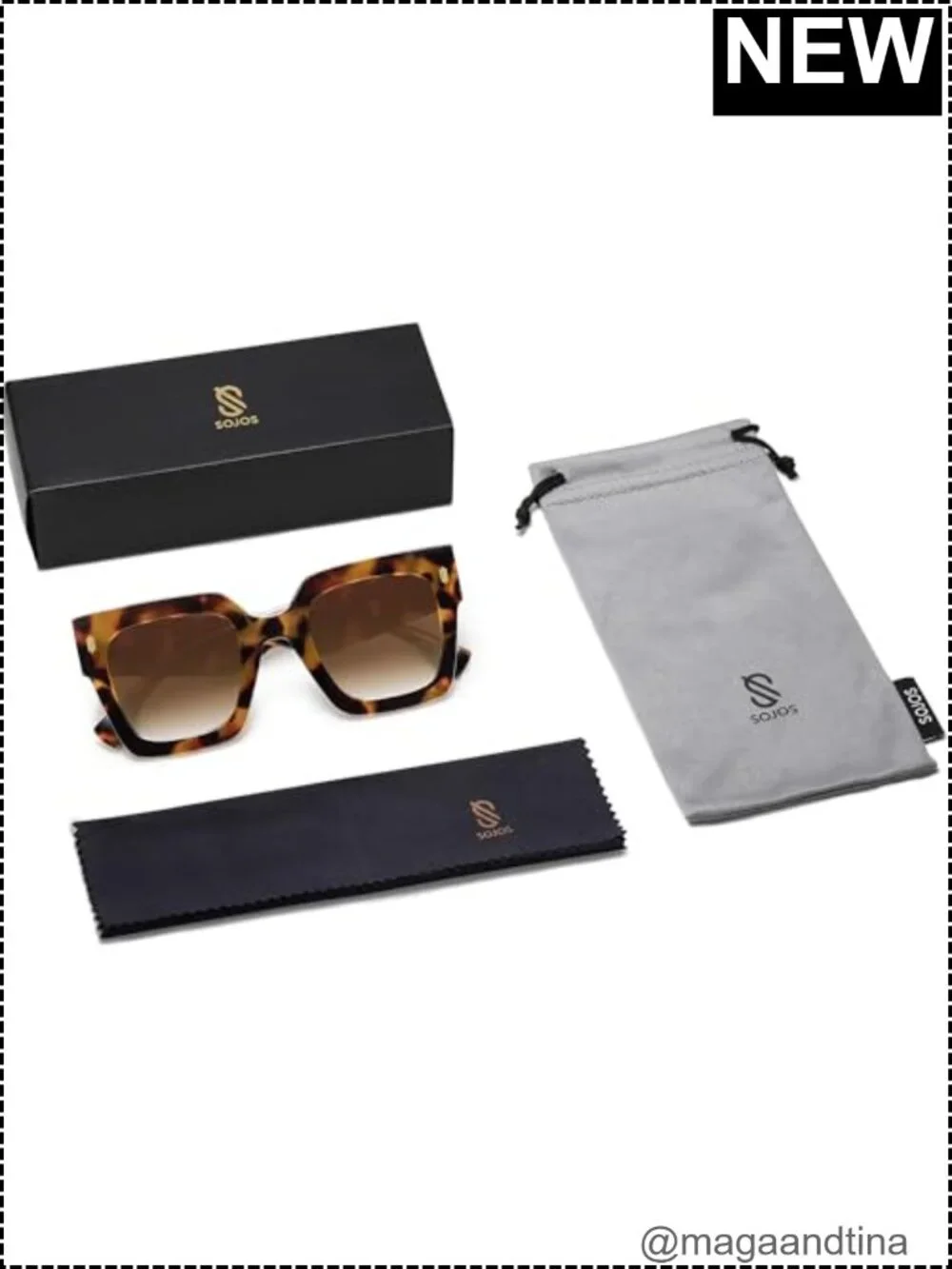Oversized Square Sunglasses UV400 Protection Plastic Frame